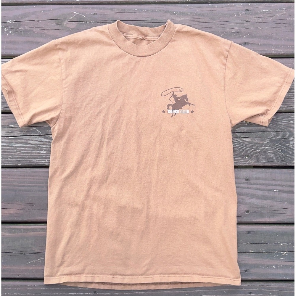 Tee Luv Coors Banquet Rodeo Club T-Shirt Mens Medium Tan Graphic Tee Good